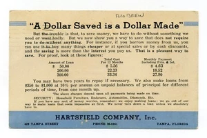 Tampa Florida, Hartsfield Company, "Wir machen gerne Darlehen", Postkarte 1941 - Bild 1 von 2