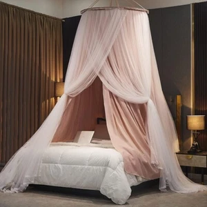 Bed Canopy For Girls & Adults Large Elegant Double Layer Netting Pink NEW - Picture 1 of 9