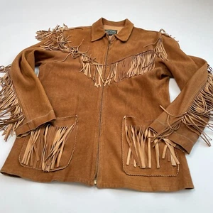 VNTG Ralph Lauren Polo Country (M) Suede Leather Fringe Western Jacket - Picture 1 of 9