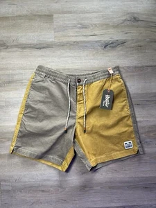 Pantaloncini corti Howler Brothers corteccia marrone digione giallo corda a pressione da uomo taglia 35 - Foto 1 di 13