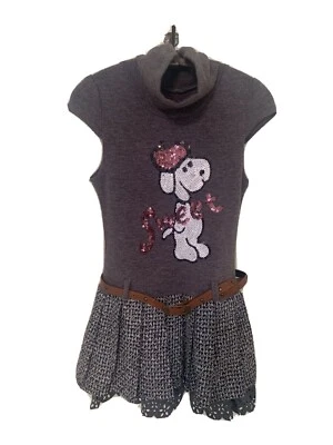 Vestido Suéter Boutique "Dulce" Perro Niñas con Falda Plisada~Talla 12 Años~Italia Foto 1 de 4
