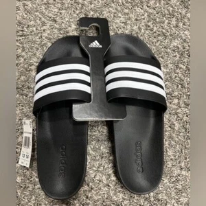 adidas Adilette Shower Slides Black & White Men's NWT Size US Men 13 Women 14 - Picture 1 of 8