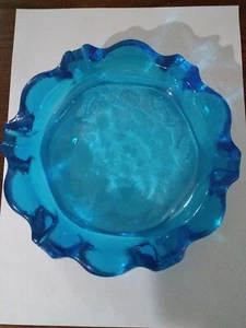 Saphire Blue Lotus Flower Ashtray - Picture 1 of 3