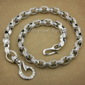 Hook Belt Clip KeyChain 925 Sterling Silver Biker Punk Wallet Chain 8K002WCB - Picture 1 of 22