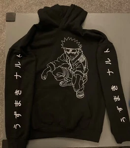 Naruto H&M Hoodie Sweatshirt UNISEX Size 16-18 BLACK - Picture 1 of 6