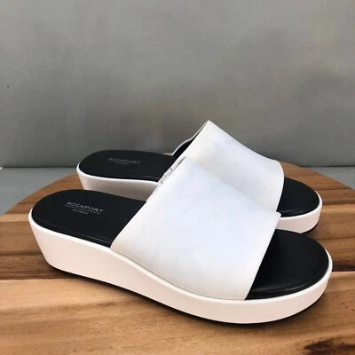Sandalias Rockport TruTech Plataforma Deslizables Cuero Blanco Cómodas Toboganes Mujer 9.5 M Foto 1 de 4