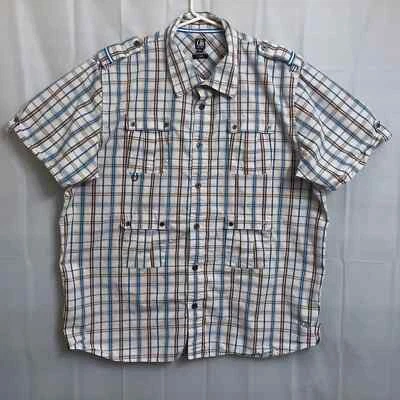 Cavi Button Up Shirt Men's 4XL XXXXL Multicolor Plaid Pockets - Image 1 of 4