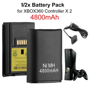 1/2PCS Rechargeable Battery Pack+Charger Cable For Xbox 360 Wireless Controller - Picture 1 of 14