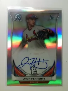2014 Bowman Chrome Prospects Jack Flaherty RC Refractor Autograph Auto Cardinals - Picture 1 of 10