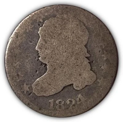 Moneda de diez centavos busto tapado 1824/2 más de 2 con fecha casi buena AG #6305 Foto 1 de 3