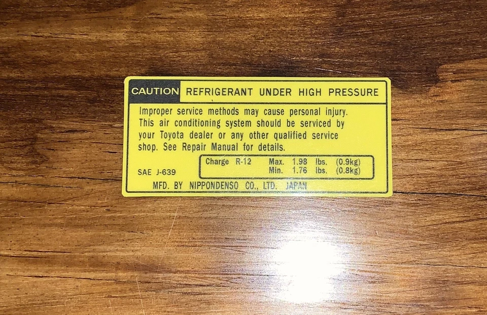 Engine Bay Decal A/C Caution Toyota 22r 22re 22rte  4runner Surf Repro - Изображение 1 из 1