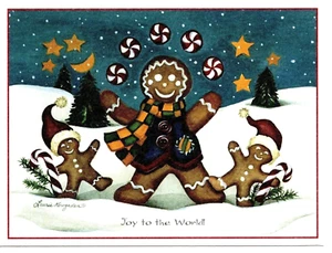 Happy Gingerbread Man Christmas Joy Wishes Holiday Seasons Greeting Card Gift - Picture 1 of 4