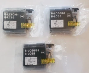 3Pack Replacement Ink Cartridges for Brother B-LC60/61, B-LC65 Sealed Black - Picture 1 of 1