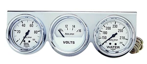 Medidor automático Autogage calibre 3 prensa de aceite/voltios/temperatura del agua cromo blanco 2-5/8" - Imagen 1 de 1