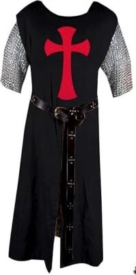 Túnica y capa medieval de inspiración templaria con cruz cruzada Foto 1 de 4