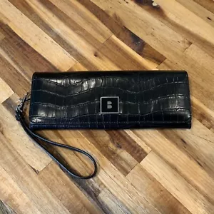 Buxton Black Faux Croc Print Small Purse Wristlet Wallet Excellent Condition - Picture 1 of 8