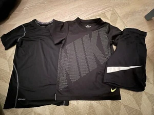 Nike Pro Combat Kid's Sz M And 7 Dri-Fit Fitted, Dri Top And Shorts Lot Of 3 - Picture 1 of 9