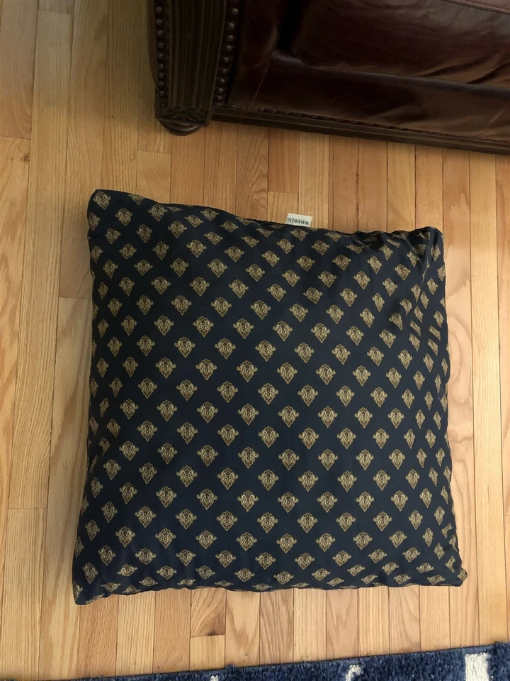 Waverly 24" x 24" x 6" Navy Blue Paisley Medallion Square Floor Pillow Cushion - Image 1 of 4