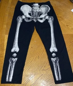 Kreepsville 666 Skeleton Gothic Punk Black Capri Leggings Pants Women’s L - Picture 1 of 10