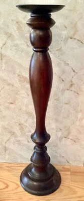 RARO 34" Alto Cerámica Granero Madera Torneada -Piso- Pilar Candelabro Caoba Foto 1 de 4