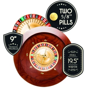19.5" Casino Grade Deluxe Wooden Roulette Wheel With Two Ceramic Pills BRAND NEW - Picture 1 of 6