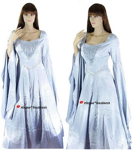 Medieval Silver Arwen Guinevere Game of Thrones Dress Gown Costume - M/L 10-12 - Picture 1 of 3
