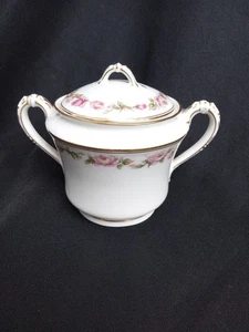 HAVILAND LIMOGES THE AMSTEL #18669 SCHLEIGER PINK ROSE GARLAND SUGAR BOWL - Picture 1 of 10