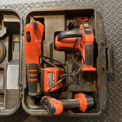 BLACK AND DECKER 14.4V FIRESTORM 3 Pc TOOL SET Circ Saw Drill Saw Zaw TESTED - Image 1 of 4