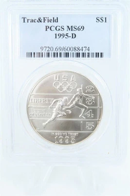 1995-D PCGS MS69 Track & Field Silver Modern Commemorative Dollar - Image 1 of 2