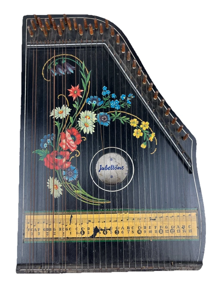 VNTG JUBELTONE KONZERT SALON HARFE QURLITATSMARKE ZITHER LAP HARP MUSIC GERMANY - Image 1 of 4
