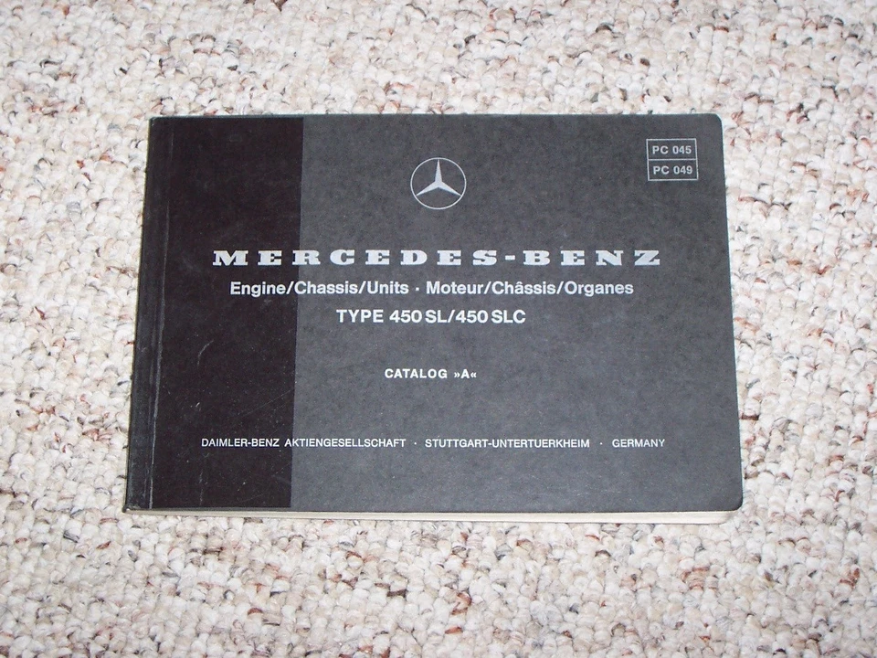 1976 Mercedes Benz 450SL 450SLC 450 SL SLC Engine Chassis Parts Catalog Manual - Image 1 of 1