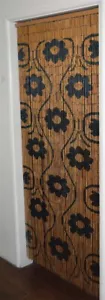 Black Flowers Natural Bamboo Beaded Curtain Beads Window Doors Room Divider - Picture 1 of 8