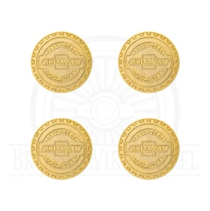 Chevy Gold 3D Metal Wire Wheel Chip Emblems, Size 2.25", Set or Single - Picture 1 of 21