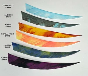 Ozark 5" Shield Cut Camo Series Feathers - 1 Dozen - LW and RW