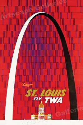 TWA St Louis Fly TWA Missouri 1964 Vintage Style Travel Poster - 24x36 - Image 1 of 3