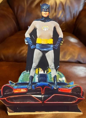 1960's Batman's Adam West with Batmobile Tabletop Display Standee 10" Tall - Image 1 of 2