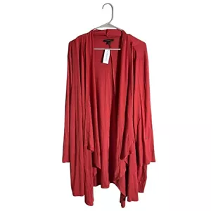 Lane Bryant Rayon Cardigan Sweater Open Front Lightweight Red Womens 26/28 NWT - Picture 1 of 6