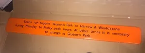 Genuine TFL London Underground Enamel tube sign Queens park Bakerloo - Picture 1 of 6
