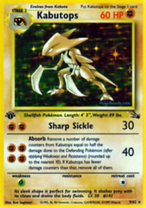 1x Kabutops - 9/62 - Holo Rare - 1st Edition Lightly Played Pokemon G1 - Fossil 