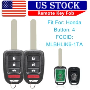 2 For 2016 2017 2018 2019 2020 Honda Civic Smart Remote Car Key Fob MLBHLIK6-1TA - Picture 1 of 8