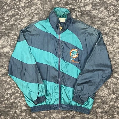 Pro Player Miami Dolphins Windbreaker Jacket Size M Teal Vintage Shark Tooth 90s - Image 1 of 4