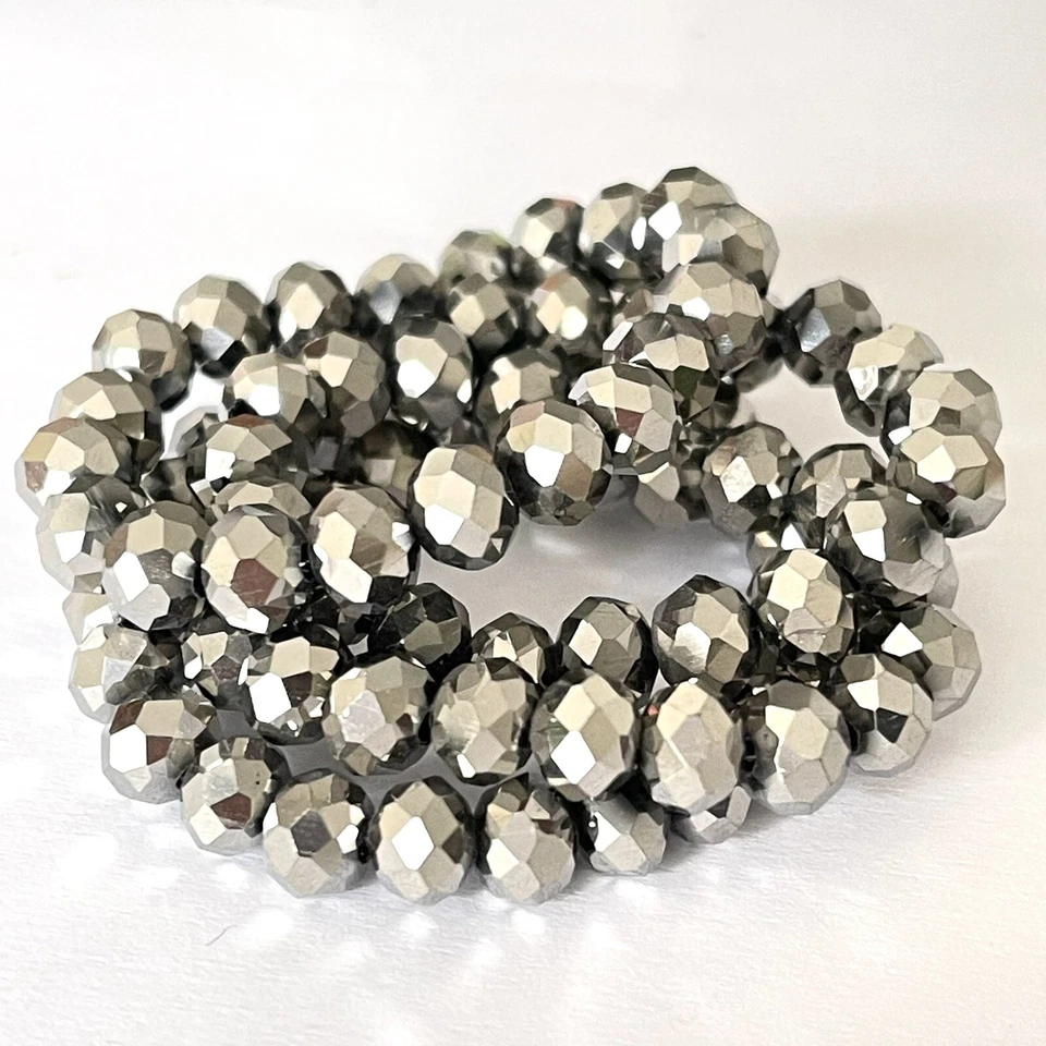 Kristallperlen Glasschliffperlen Perlen Rondell Platina 6x5mm 86 Stück - Bild 1 von 1