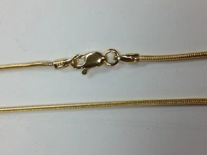 14 Kt 14 K Gelb 16 18 20 24 Zoll 1,2 mm Massiv Gold Runde Schlange Halskette Kette Karabiner - Bild 1 von 3