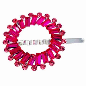 USA UNIQUE GEO MAGNETIC BARRETTE HAIR CLIP HAIRPIN RHINESTONE CRYSTAL CIRCLE R7 - Picture 1 of 21