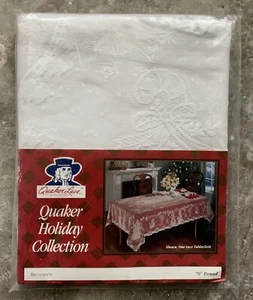 Christmas Lace Holday Lace Tablecloth Snowmen Design 70" Round, Never Used - Picture 1 of 3