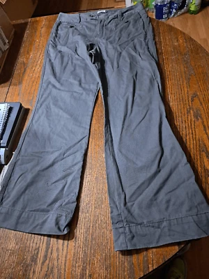 Pantalones de algodón gris bajo talla 10 GH con bolsillos y trabillas para cinturón Foto 1 de 4