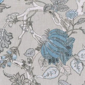 Textiles français 100% Leinen Stoff | Baum des Lebens - Blumen / Baum Stoff - Picture 1 of 8