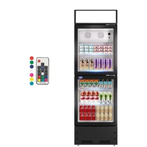 Upright Display Cooler 2 Doors Merchandiser Refrigerator Restaurant 10.9 Cu.ft - Picture 1 of 6