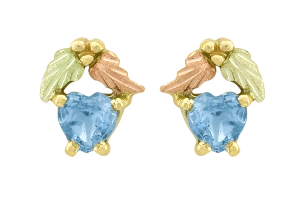 Pendientes Dakota Black Hills Oro Creado en Laboratorio Topacio Azul Circonita cúbica Corazón 10K YG KE 084BT Foto 1 de 1