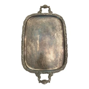 Vintage verziertes Wilcox International Silber Serviertablett geätzt mit Griffen Fuß - Bild 1 von 10